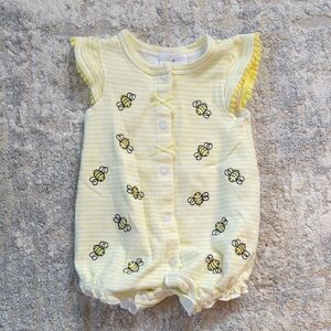 Laura Ashley Baby Romper with Yellow Stripes and Bees Size 0-3 Months